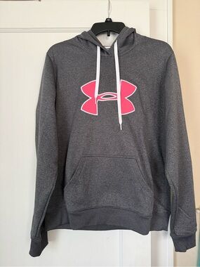 Women’s Under Armour Gray Hoodie with Pink Logo Size Large